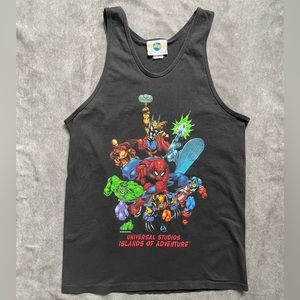 Vintage Men’s Black Tank Top Universal Studios Islands of Adventure Marvel 1998